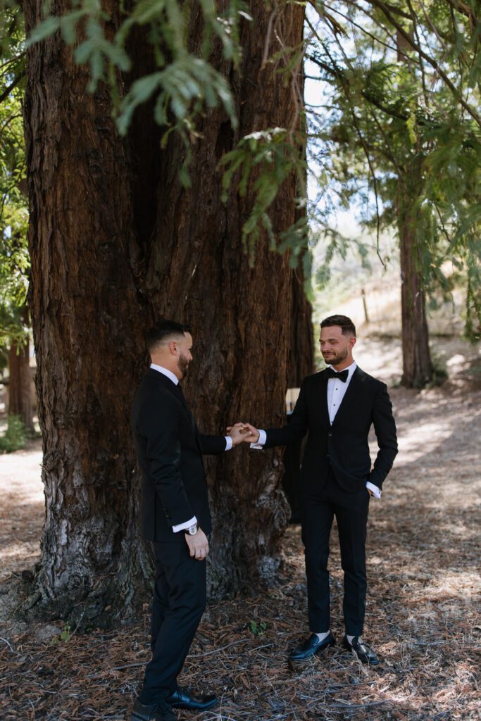 groom and groom first look