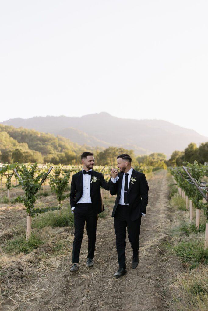 groom and groom golden hour photos