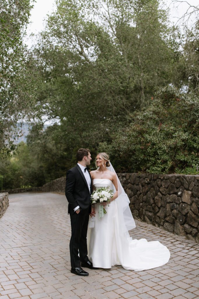 bride and groom first look