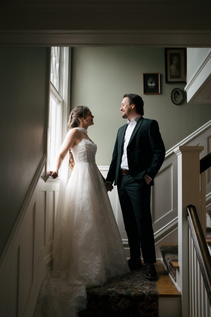 Bride and groom first look before their ceremony in Boise.
