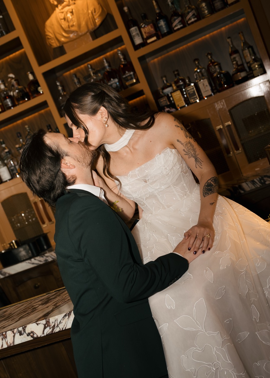 Bride and groom embracing during their wedding at The Lively in Boise, Idaho.