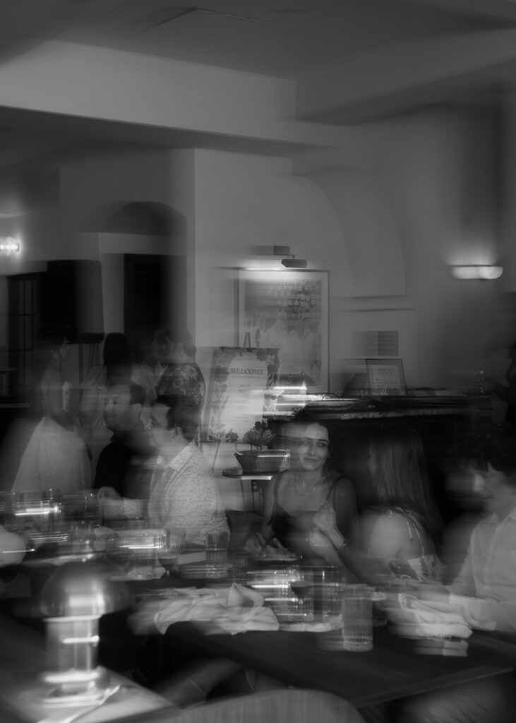 Guests celebrating together during cocktail hour at a Boise wedding.