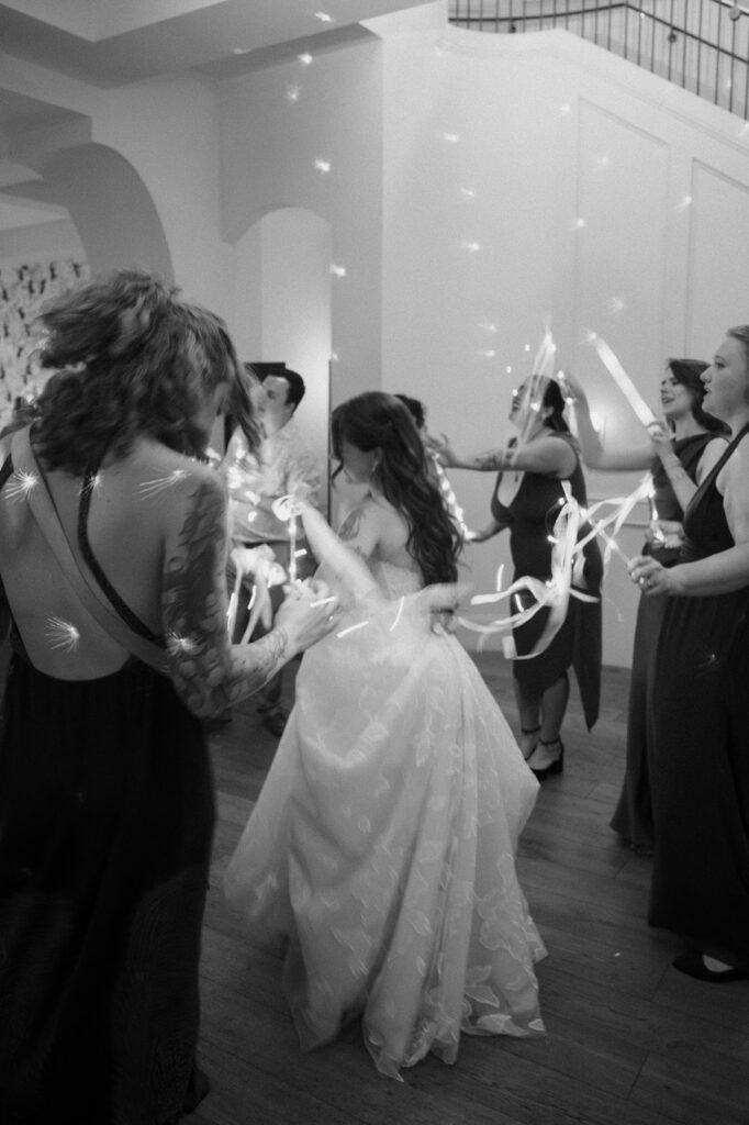 Guests dancing during a lively wedding reception in Boise.