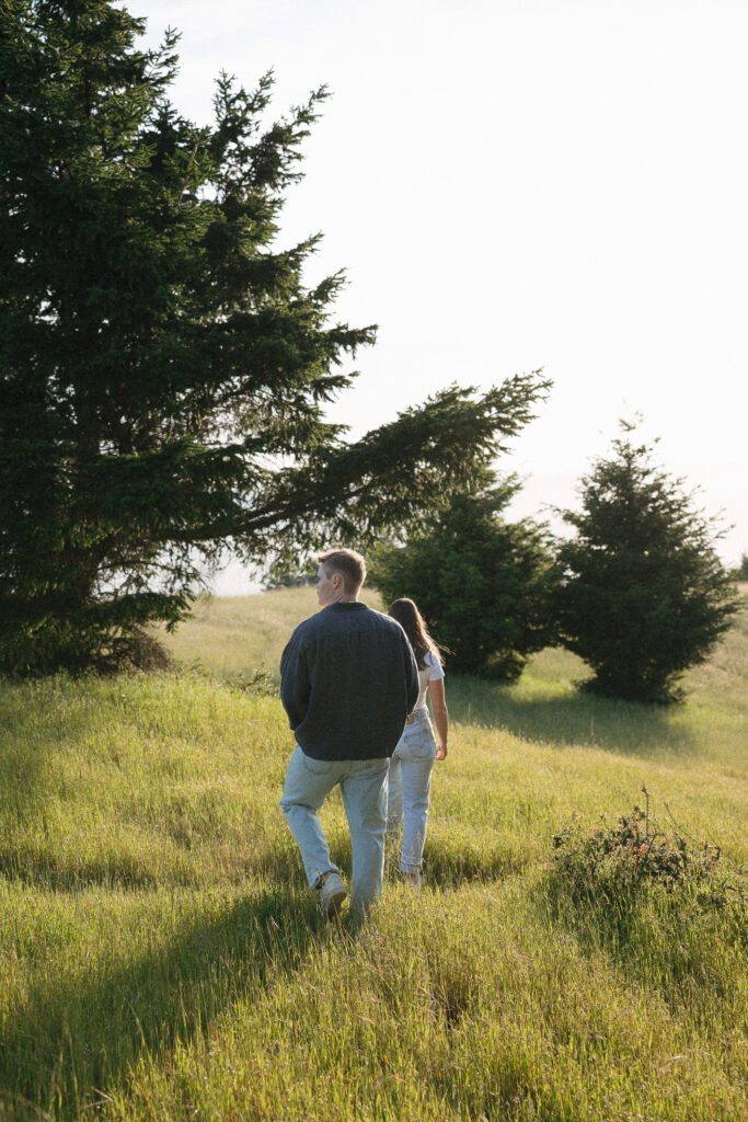 Couple walking together through Mount Tamalpais State Park.