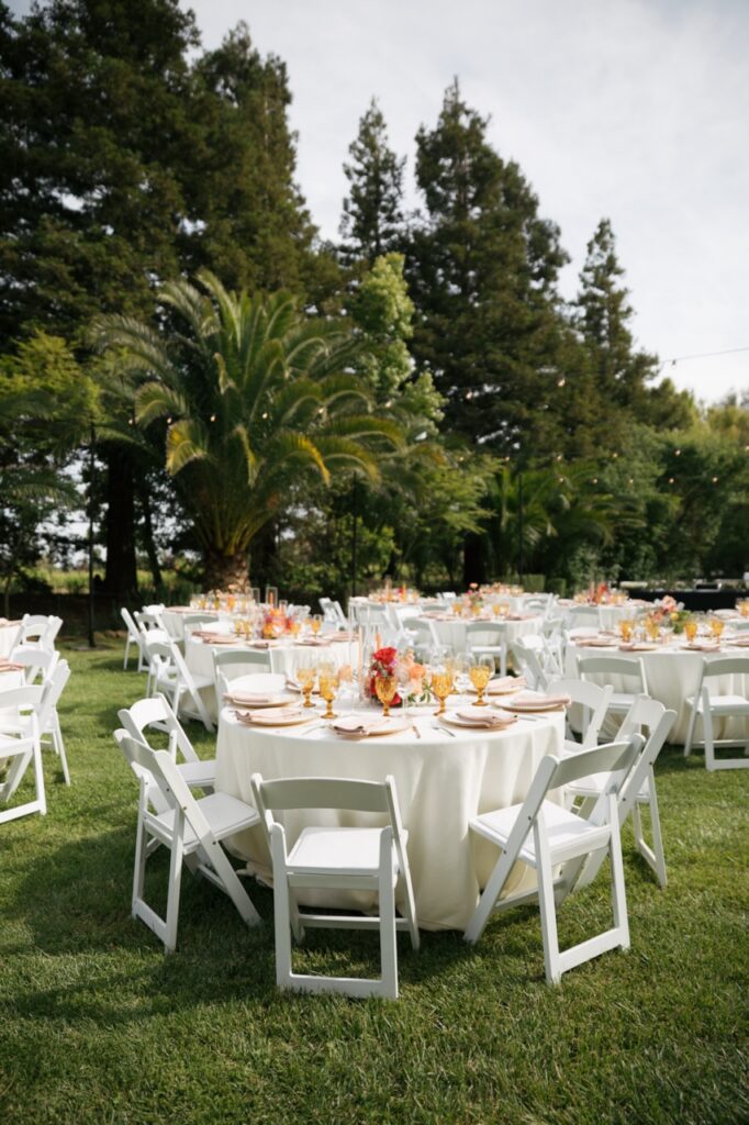Luxury outdoor wedding reception at Cline Cellars in Sonoma.