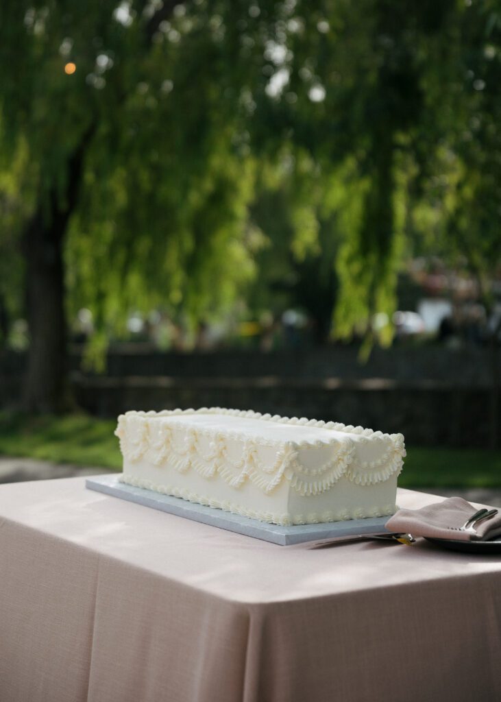 Luxury wedding cake at Cline Cellars wedding in Sonoma.
